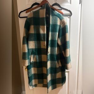Isabel Marant Green and Cream Checkered Trench Coat